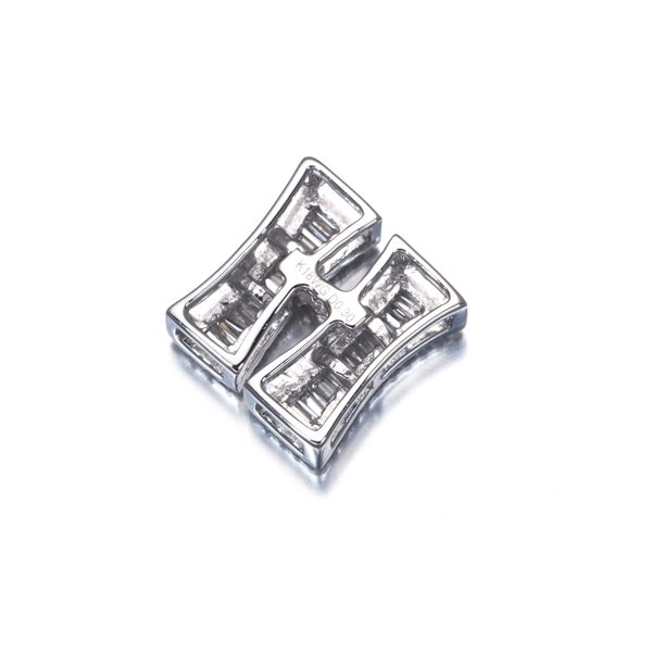 ダイヤ 0.30ct 2種カット イニシャル アルファベット H  ペンダントトップ K18WG 