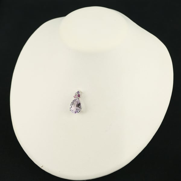 アメジスト 6.40ct ホワイトトパーズ ピンクトルマリン ティアドロップ  ペンダントトップ K18WG 