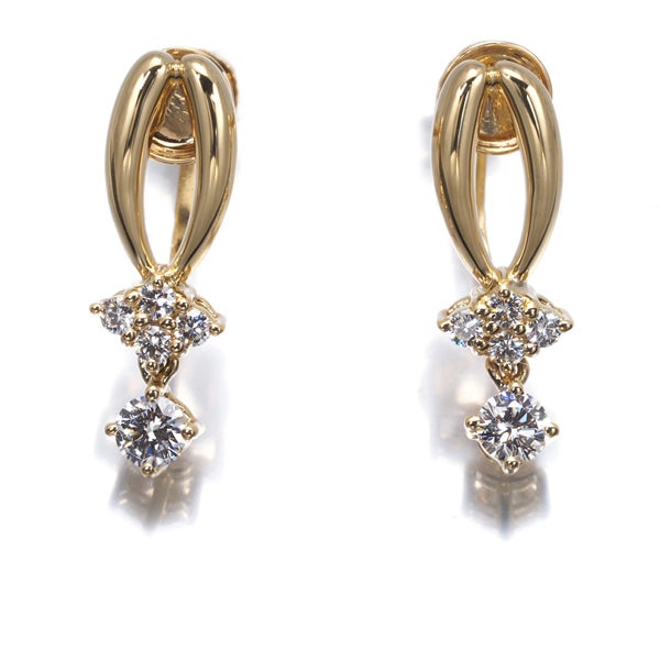 星の砂 イヤリング ダイヤ 0.18ct/0.18ct   K18YG 