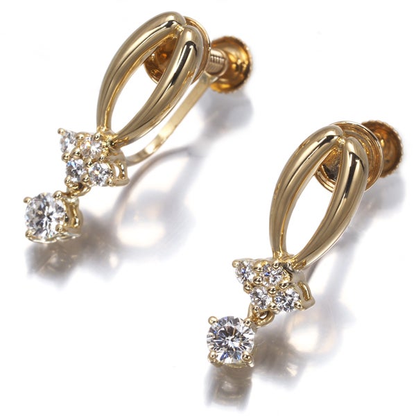 星の砂 イヤリング ダイヤ 0.18ct/0.18ct   K18YG 