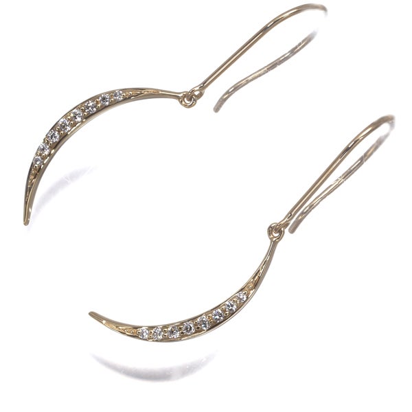 ダイヤ 0.05ct/0.05ct 揺れる フック  ピアス K18YG 