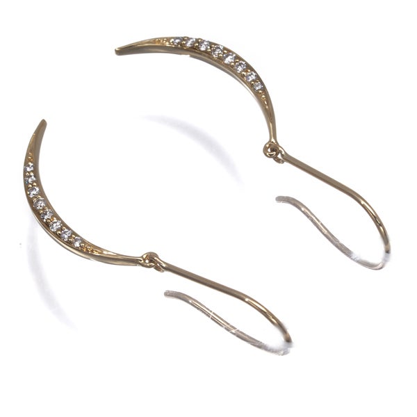 ダイヤ 0.05ct/0.05ct 揺れる フック  ピアス K18YG 