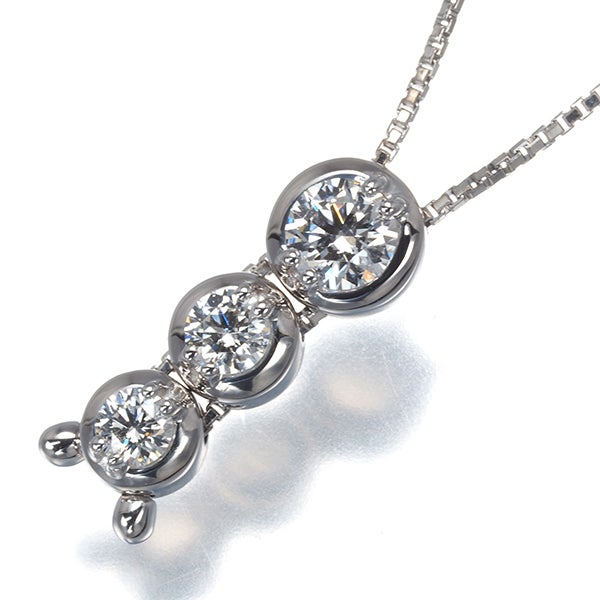 タサキ ネックレス ダイヤ 0.55ct トリロジー 3P K18WG 