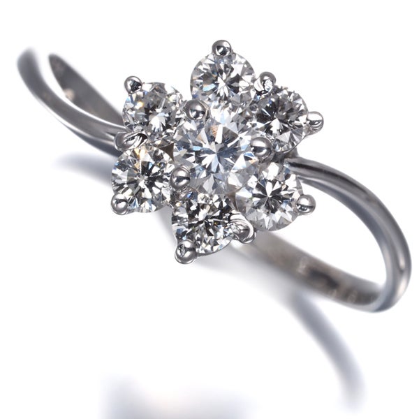 ダイヤ 0.51ct フラワー  リング K18WG 