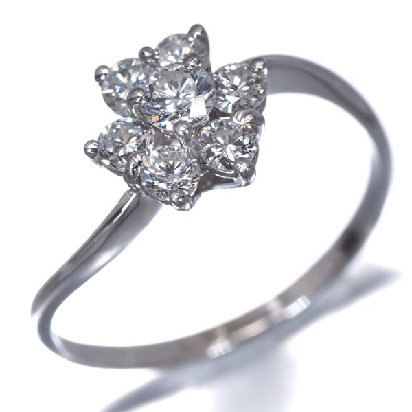 ダイヤ 0.51ct フラワー  リング K18WG 