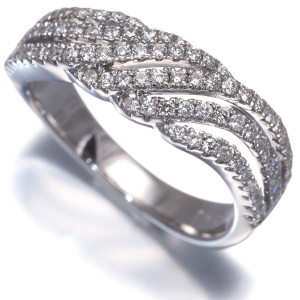 ダイヤ 0.50ct ウェーブ  リング K18WG 