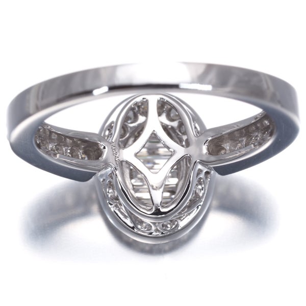 ダイヤ 0.544ct バケット 2種カット ミルグレイン  リング K18WG 