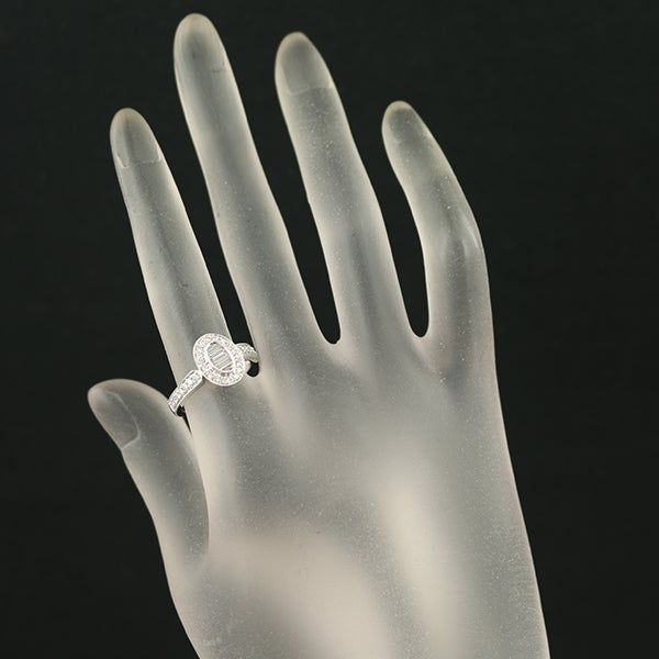ダイヤ 0.544ct バケット 2種カット ミルグレイン  リング K18WG 