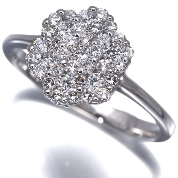 ダイヤ 0.50ct パヴェ フラワー  リング K18WG 