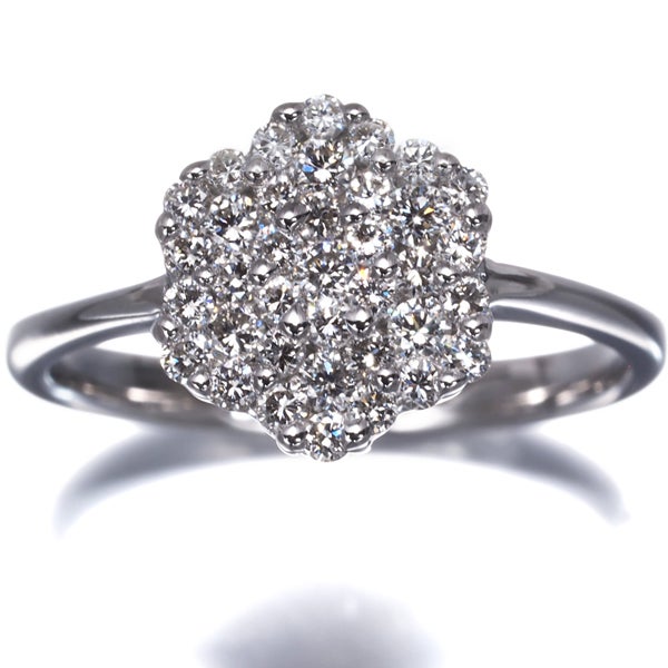 ダイヤ 0.50ct パヴェ フラワー  リング K18WG 