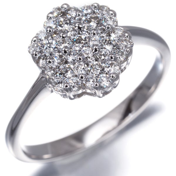 ダイヤ 0.50ct パヴェ フラワー  リング K18WG 