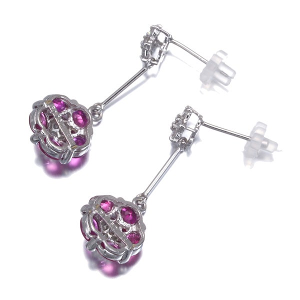 ルビー 1.15ct/1.15ct  ダイヤ 0.26ct/0.26ct フラワー 揺れる ピアス Pt900 
