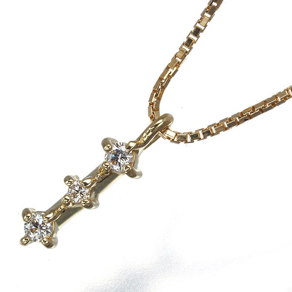 タサキ ネックレス ダイヤ 0.05ct  3P K18YG 