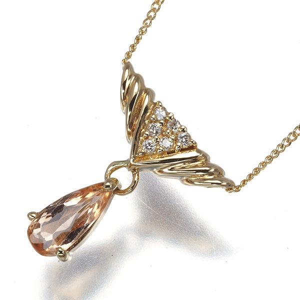 ウノアエレ ネックレス インペリアルトパーズ 0.69ct ダイヤ 0.05ct ペアシェイプカット K18YG 