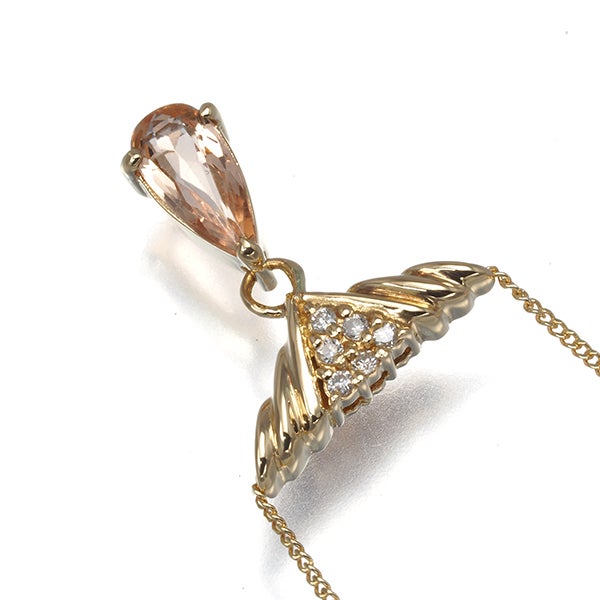 ウノアエレ ネックレス インペリアルトパーズ 0.69ct ダイヤ 0.05ct ペアシェイプカット K18YG 