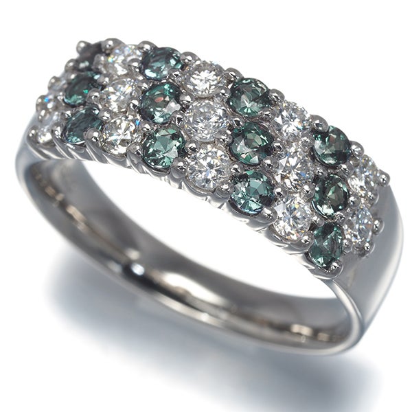 アレキサンドライト 0.58ct ダイヤ 0.50ct パヴェ  リング Pt900 ソーティング