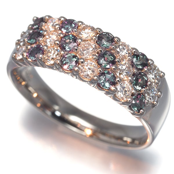 アレキサンドライト 0.58ct ダイヤ 0.50ct パヴェ  リング Pt900 ソーティング