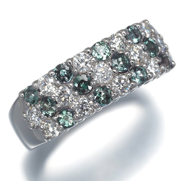アレキサンドライト 0.58ct ダイヤ 0.50ct パヴェ  リング Pt900 ソーティング