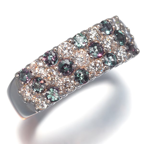 アレキサンドライト 0.58ct ダイヤ 0.50ct パヴェ  リング Pt900 ソーティング