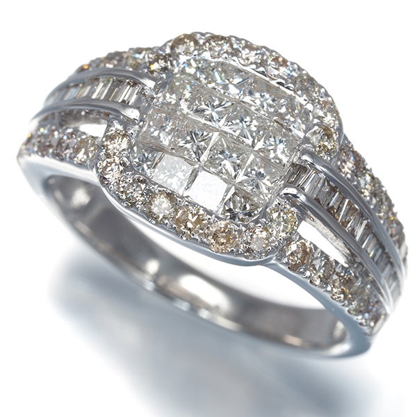 ダイヤ 1.08ct ミステリーセッティング  リング K18WG 