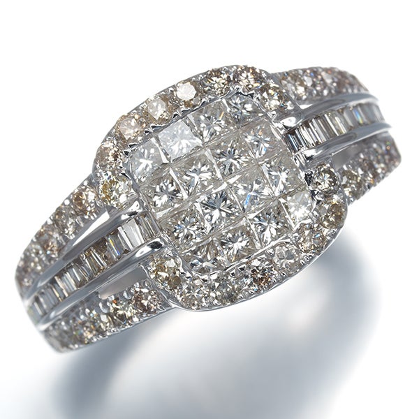 ダイヤ 1.08ct ミステリーセッティング  リング K18WG 