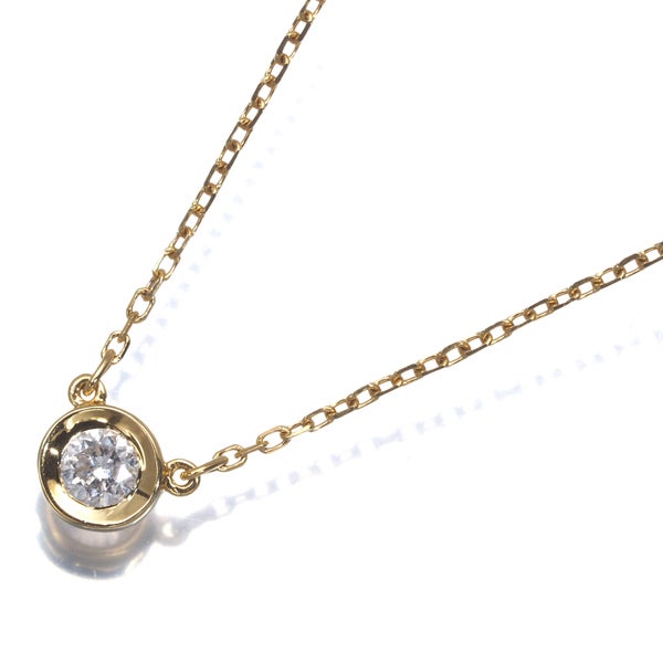 4℃ ネックレス ダイヤ 0.1ct程  一粒 ベゼル K18YG 