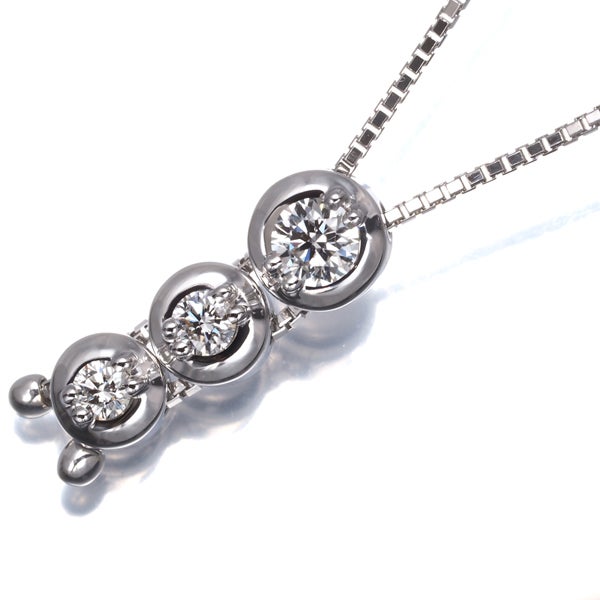 タサキ ネックレス ダイヤ 0.34ct トリロジー 3P K18WG 