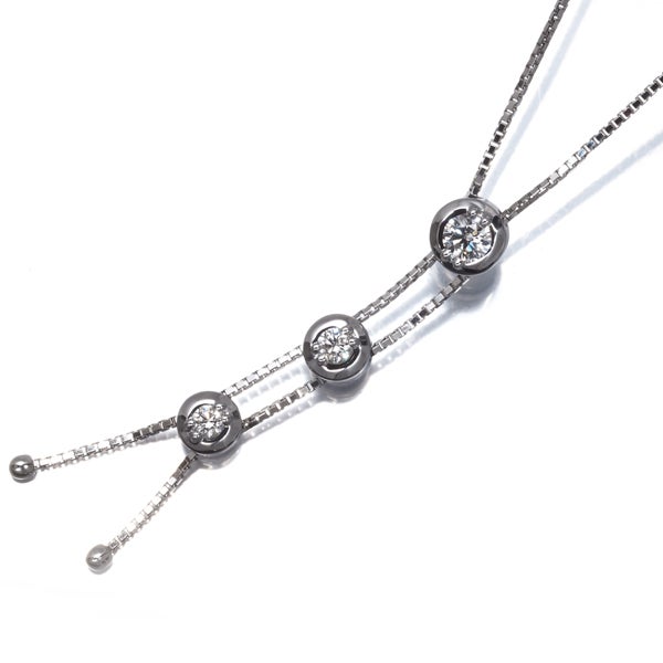 タサキ ネックレス ダイヤ 0.34ct トリロジー 3P K18WG 