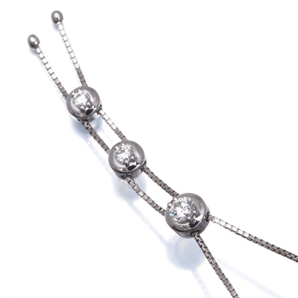 タサキ ネックレス ダイヤ 0.34ct トリロジー 3P K18WG 