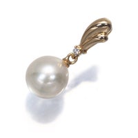 タサキ ペンダントトップ パール アコヤ真珠 7.5mm ダイヤ 0.01ct  一粒 K18YG 