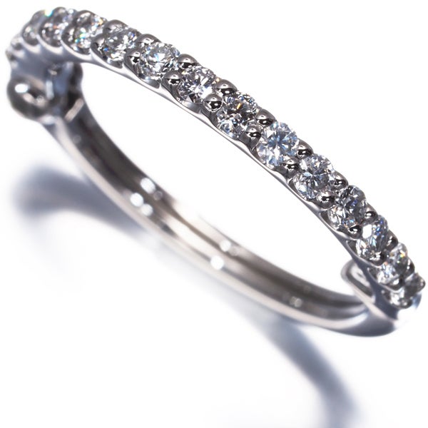 GSTV イヤリング ダイヤ 0.35ct  片耳 フープ ピアリング Pt950 