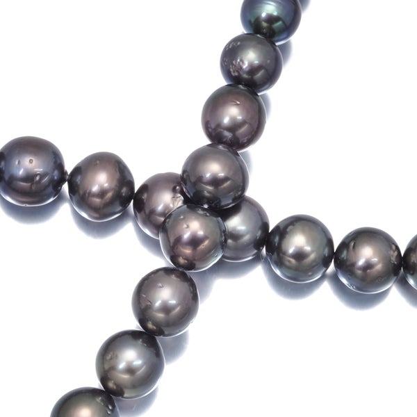 ミキモト ネックレス ブラックパール 黒蝶真珠 9.2-12.8mm   K18WG 