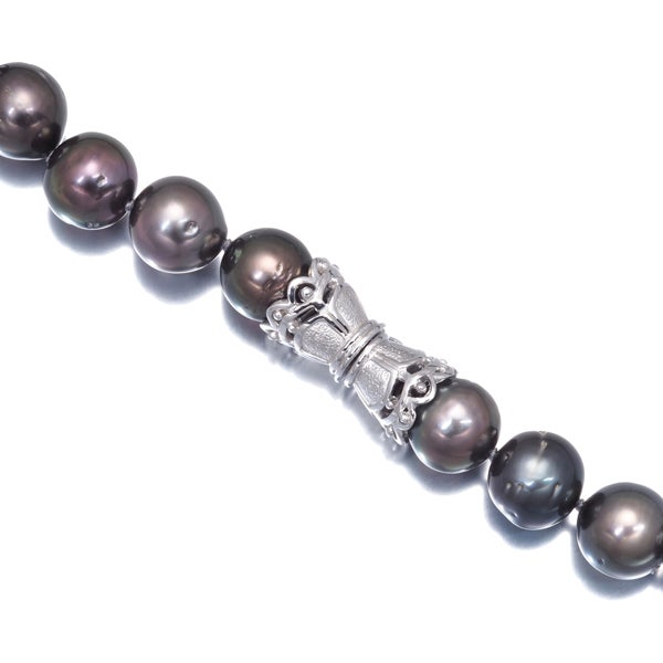 ミキモト ネックレス ブラックパール 黒蝶真珠 9.2-12.8mm   K18WG 