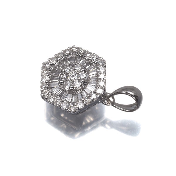 ダイヤ 0.32ct フラワー テーパー 2種カット  ペンダントトップ K18WG 