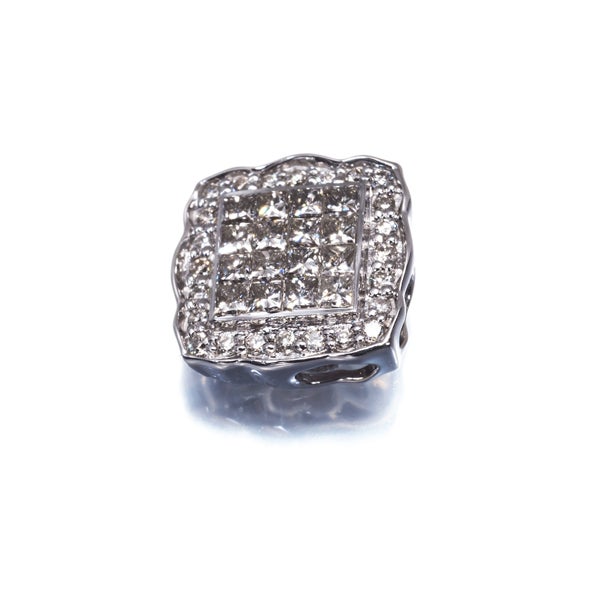 ダイヤ 0.55ct プリンセス 2種カット ミステリーセッティング ペンダントトップ K18WG 