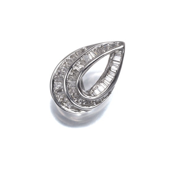 ダイヤ 0.20ct テーパーカット ドロップ  ペンダントトップ K18WG 
