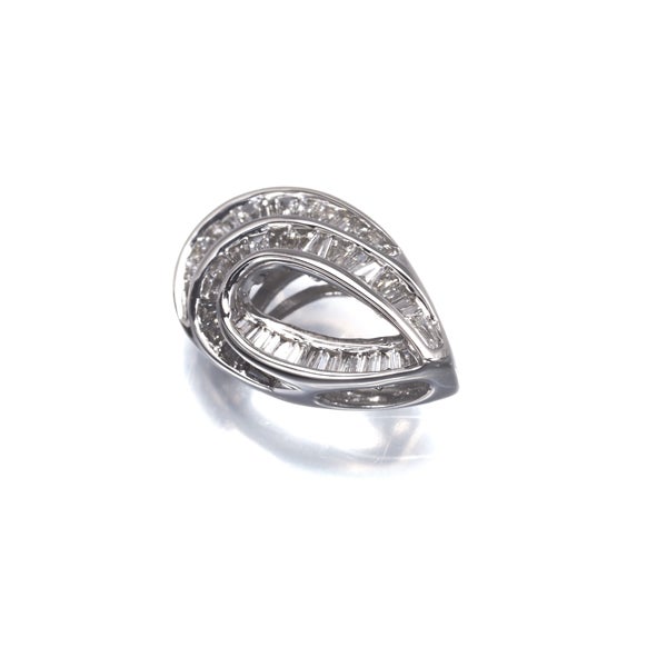 ダイヤ 0.20ct テーパーカット ドロップ  ペンダントトップ K18WG 