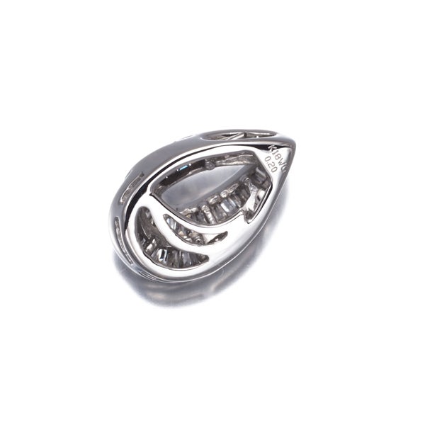 ダイヤ 0.20ct テーパーカット ドロップ  ペンダントトップ K18WG 