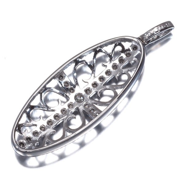 ブラック&クリア ダイヤ 0.243ct ミルグレイン 透かし 揺れる  ペンダントトップ K18WG 