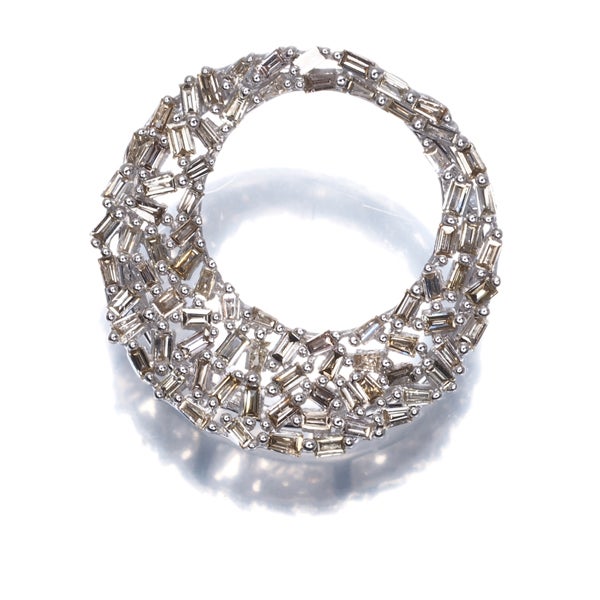 ダイヤ 0.55ct テーパーカット サークル  ペンダントトップ K18WG 