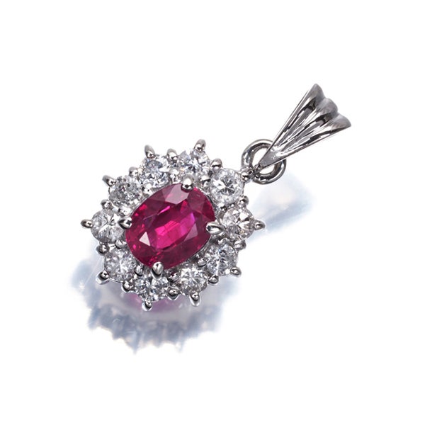 ルビー 0.59ct  ダイヤ　0.27ct クラシック  ペンダントトップ Pt900 