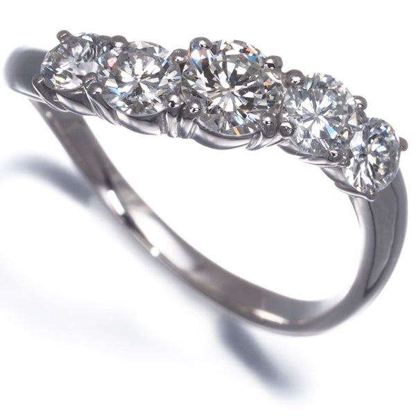 ダイヤ 1.00ct 5P ウェーブ  リング Pt900 
