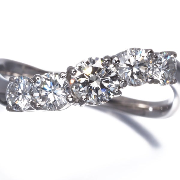 ダイヤ 1.00ct 5P ウェーブ  リング Pt900 