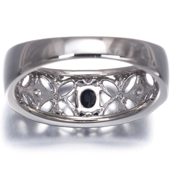 サファイア 0.30ct  ダイヤ 0.10ct 透かし ミルグレイン  リング Pt900 