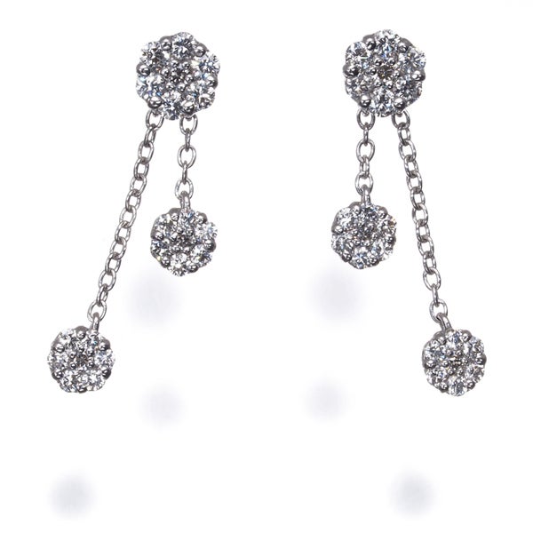 ポンテヴェキオ ピアス ダイヤ 0.26ct/0.26ct  フラワー 揺れる K18WG 