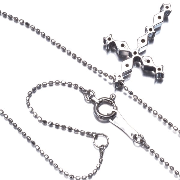 ダイヤ 0.16ct クロス  ネックレス K18WG 