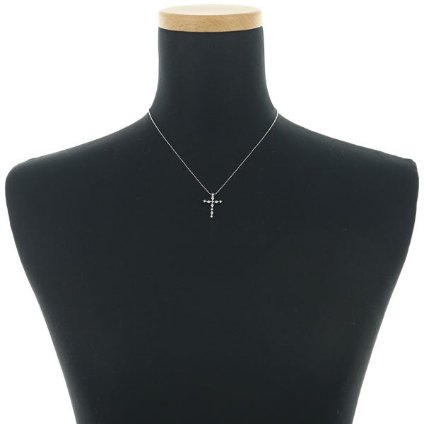 ダイヤ 0.16ct クロス  ネックレス K18WG 