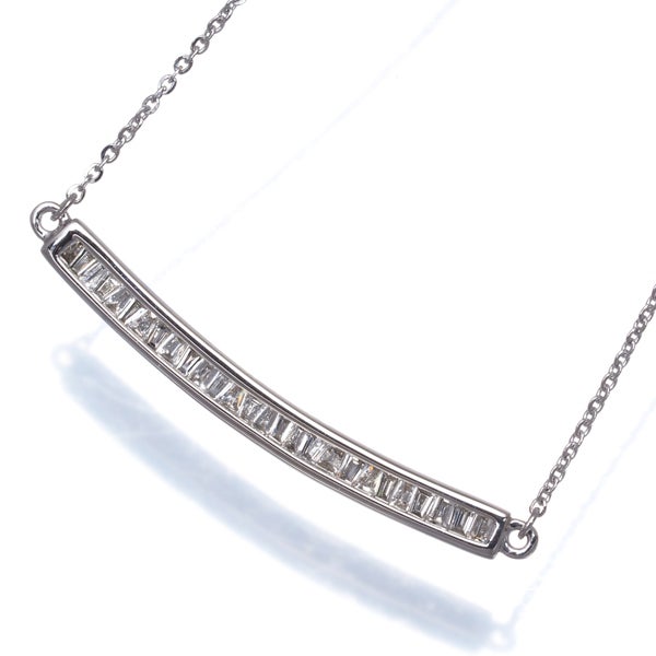ダイヤ 0.20ct テーパーカット  ネックレス K18WG 