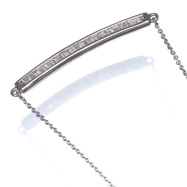 ダイヤ 0.20ct テーパーカット  ネックレス K18WG 