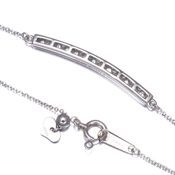 ダイヤ 0.20ct テーパーカット  ネックレス K18WG 
